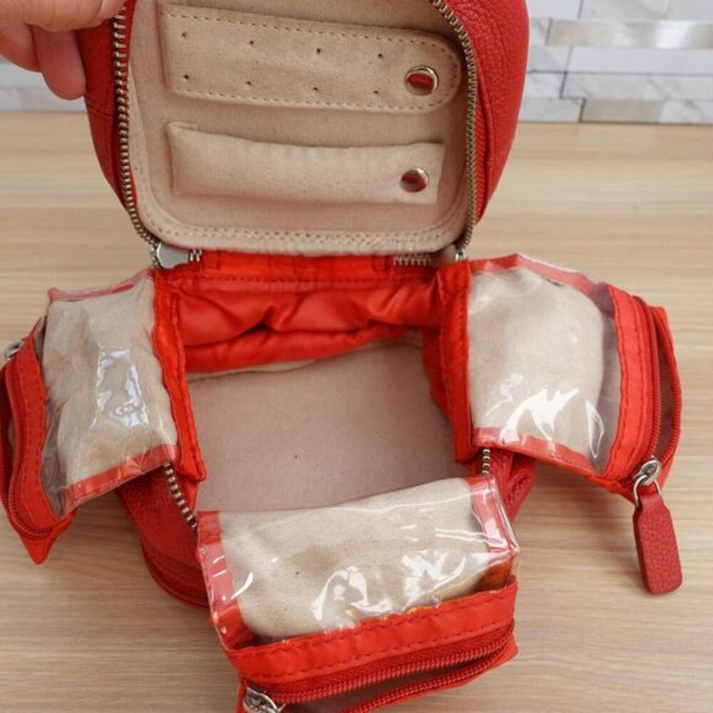 Jewelry Clutch Cosmetic Purse Vanity Pouch Organizer Box Leather Classic Travel‎